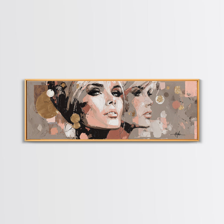 Mod 1960s Beauty Portrait Canvas Print, Hair Salon Art, Hairdresser Gift, Living Room Decor, Fine Art, Style, Textured Painting, HSA-3x1-11