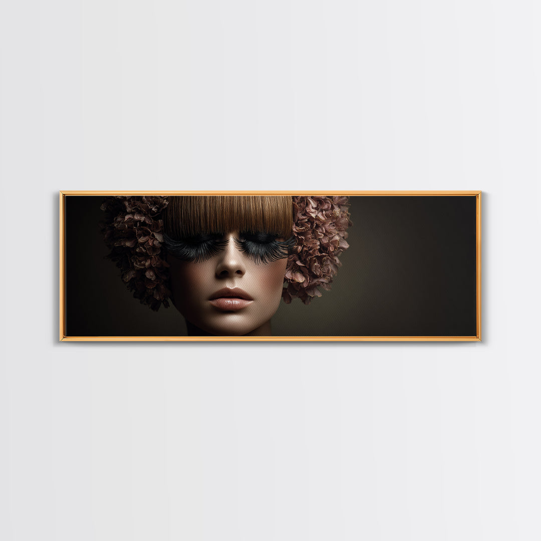 Glamour Face Portrait Canvas Print, Hair Salon Art, Hairdresser Gift, Living Room Decor, Fine Art, Style, Textured Painting, HSA-3x1-24