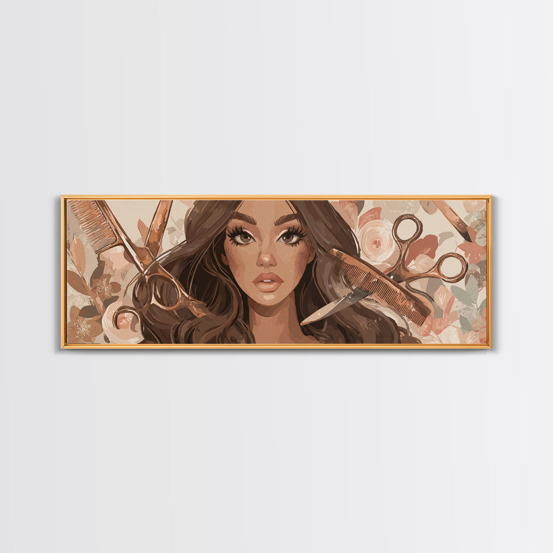 Glamour Face Portrait Canvas Print, Hair Salon Art, Luxury Decor, Living Room Decor, Fine Art, Style, Printable Wall Art, HSA-3x1-48