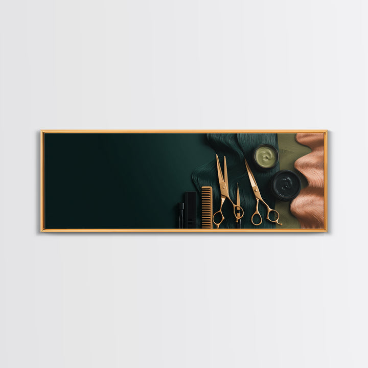 Copper Hair Silhouette Canvas Print, Hair Salon Art, Black Wall Art, Living Room Decor, Watercolor Art, Style, Afrocentric Art, HSA-3x1-50