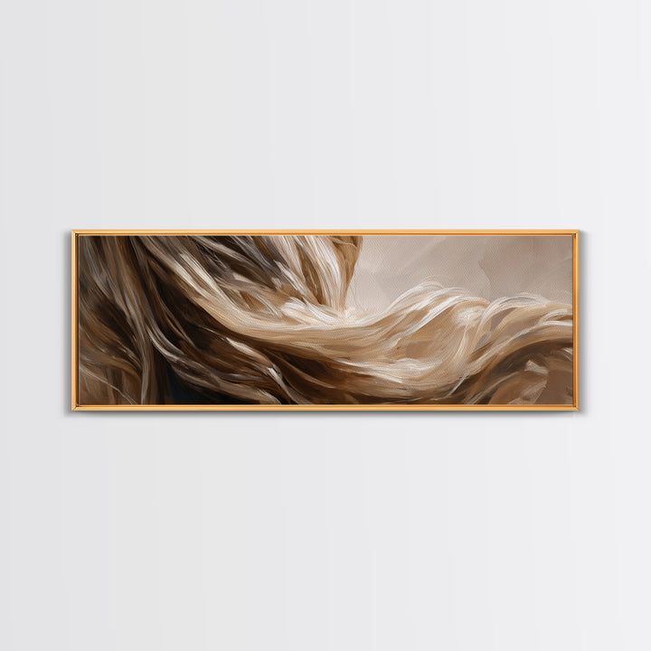 Blonde Waves Painted Framed Canvas Print, Hair Salon Art, Textured Painting, Living Room Decor, Fine Art, Style, Black Art, HSA-3x1-56