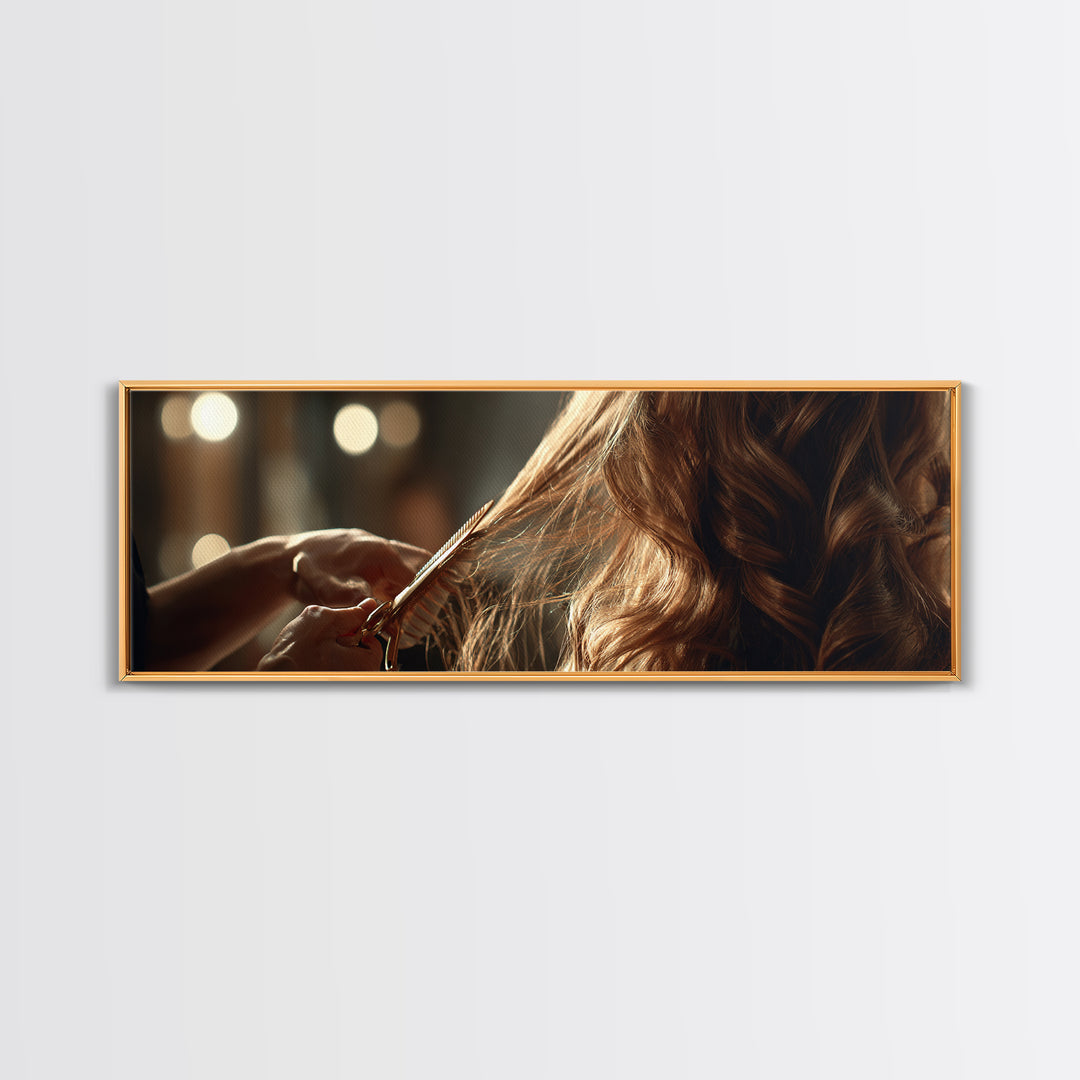 Elegant Hands Styling Hair Canvas Print, Hair Salon Art, Home Decor, Living Room Decor, Oil Painting, Style, Contemporary Art, HSA-3x1-62