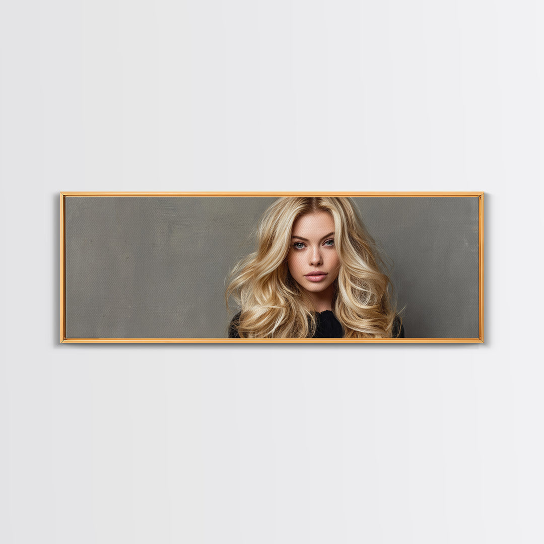Blonde Waves Painted Canvas Print, Hair Salon Art, Afrocentric Art, Living Room Decor, Fine Art, Style, Statement Artwork, HSA-3x1-8