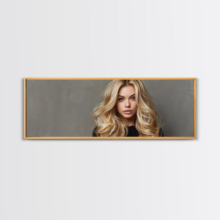Blonde Waves Painted Canvas Print, Hair Salon Art, Afrocentric Art, Living Room Decor, Fine Art, Style, Statement Artwork, HSA-3x1-8