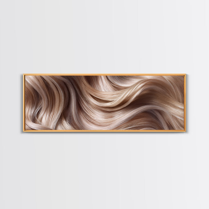 Blonde Waves Painted Canvas Print, Hair Salon Art, Art, Living Room Decor, Fine Art, Style, Black Art Prints, African Art, HSA-3x1-80