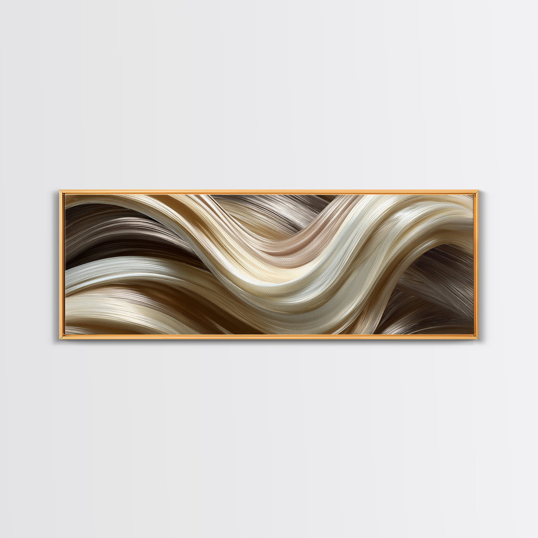 Abstract Hair Strands Forming Elegant Waves Canvas Print, Hair Salon Art, Room Decor, Living Room Decor, Abstract Art, Style, HSA-3x1-91