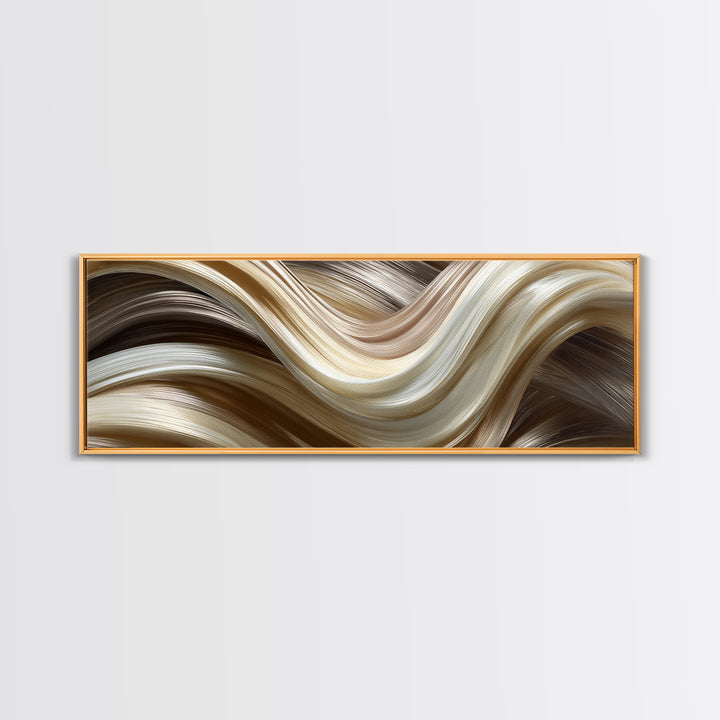 Abstract Hair Strands Forming Elegant Waves Canvas Print, Hair Salon Art, Room Decor, Living Room Decor, Abstract Art, Style, HSA-3x1-91