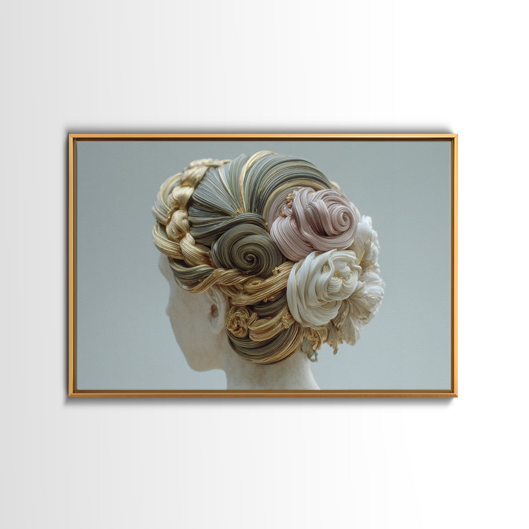 Braided Hairstyle Study Framed Canvas Print, Hair Salon Art, Black Art, Living Room Decor, Fine Art, Style, Black Girl Art, HSA-3x2-15