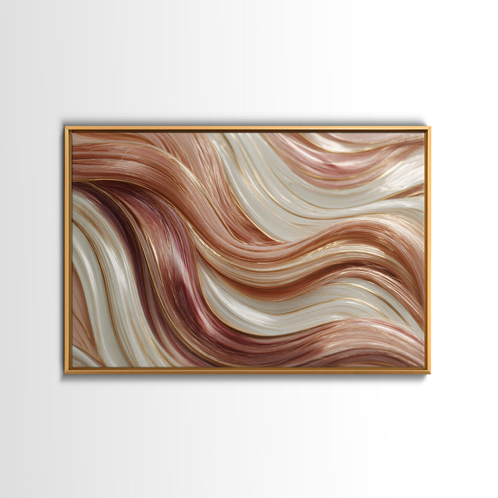Abstract Hair Strands Forming Elegant Waves Framed Canvas Print, Hair Salon Art, Living Room Decor, Abstract Art, Style, HSA-3x2-55