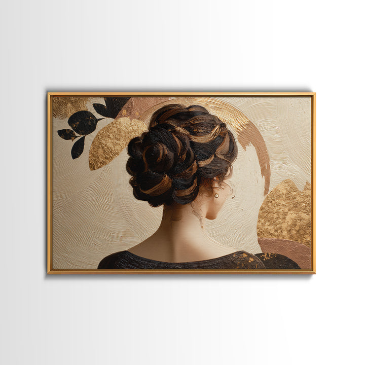 Braided Hairstyle Study Framed Canvas Print, Hair Salon Art, Black Wall Art, Living Room Decor, Style, Afrocentric Art, HSA-3x2-63