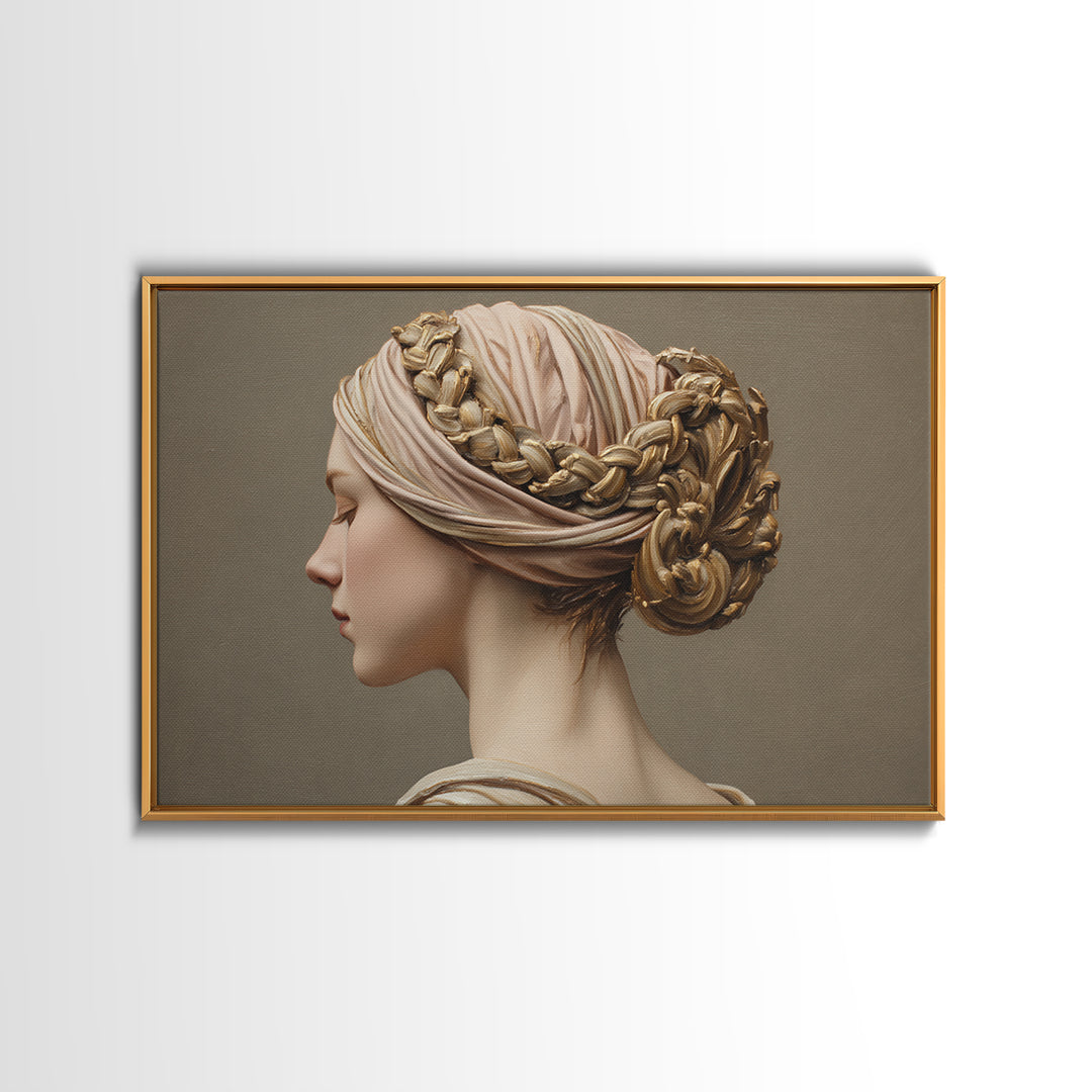 Braided Hairstyle Study Framed Canvas Print, Hair Salon Art, Modern Decor, Living Room Decor, Fine Art, Style, Wall Decor, HSA-3x2-87