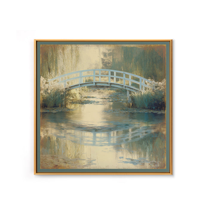 Water Garden Bridge Canvas Print, Impressionist Art, Abstract Painting, Living Room Decor, Fine Art, Impression, Modern Decor, IMP-1x1-18
