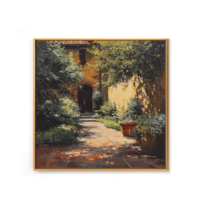 Garden Path Covered Canvas Print, Impressionist Art, Flower Print, Living Room Decor, Watercolor Art, Impression, IMP-1x1-26