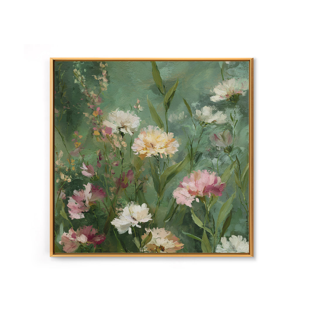 Wildflower Field in Loose Pastel Strokes Framed Canvas Print, Impressionist Art, Gallery Decor, Living Room Decor, Impression, IMP-1x1-32
