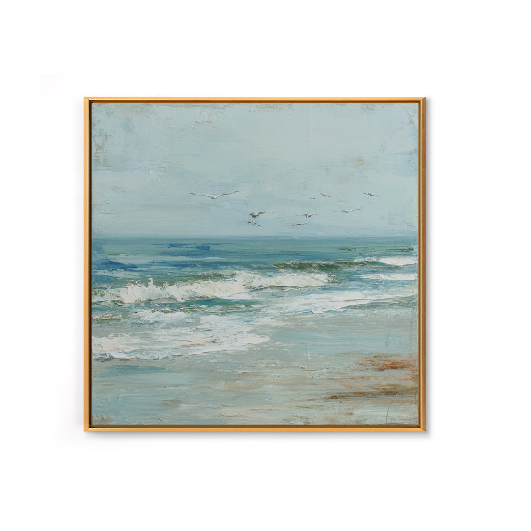 Coastal Beach Figures Framed Canvas Print, Impressionist Art, Floral Wall Art, Living Room Decor, Fine Art, Impression, IMP-1x1-43