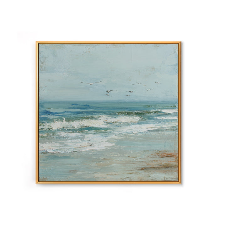 Coastal Beach Figures Framed Canvas Print, Impressionist Art, Floral Wall Art, Living Room Decor, Fine Art, Impression, IMP-1x1-43