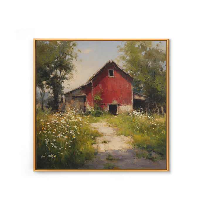 Country Lane with Flickering Sunlight Framed Canvas Print, Impressionist Art, Colorful Wall Art, Living Room Decor, Impression, IMP-1x1-46