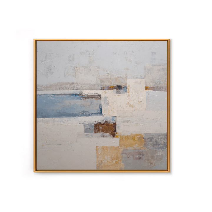 Soft Seaside Cliffs Framed Canvas Print, Impressionist Art, Textured Painting, Living Room Decor, Fine Art, Impression, IMP-1x1-53