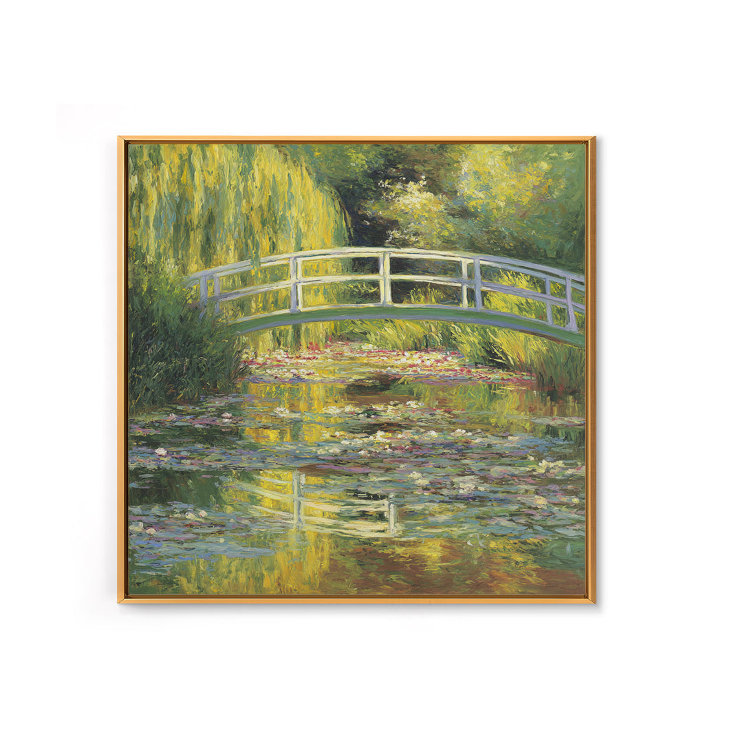 Water Garden Bridge Framed Canvas Print, Impressionist Art, Landscape Art, Living Room Decor, Fine Art, Impression, IMP-1x1-66