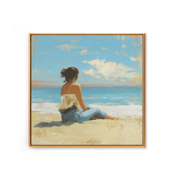 Coastal Beach Figures Framed Canvas Print, Impressionist Art, Modern Decor, Living Room Decor, Fine Art, Impression, Wall Decor, IMP-1x1-67