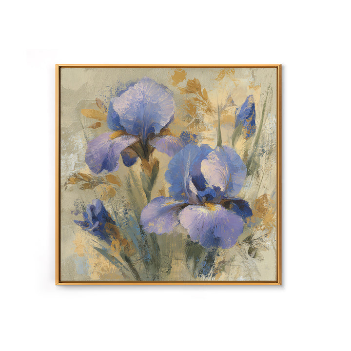 Iris Garden with Blue Violet Strokes Framed Canvas Print, Impressionist Art, Modern Art, Living Room Decor, Oil Painting, IMP-1x1-68