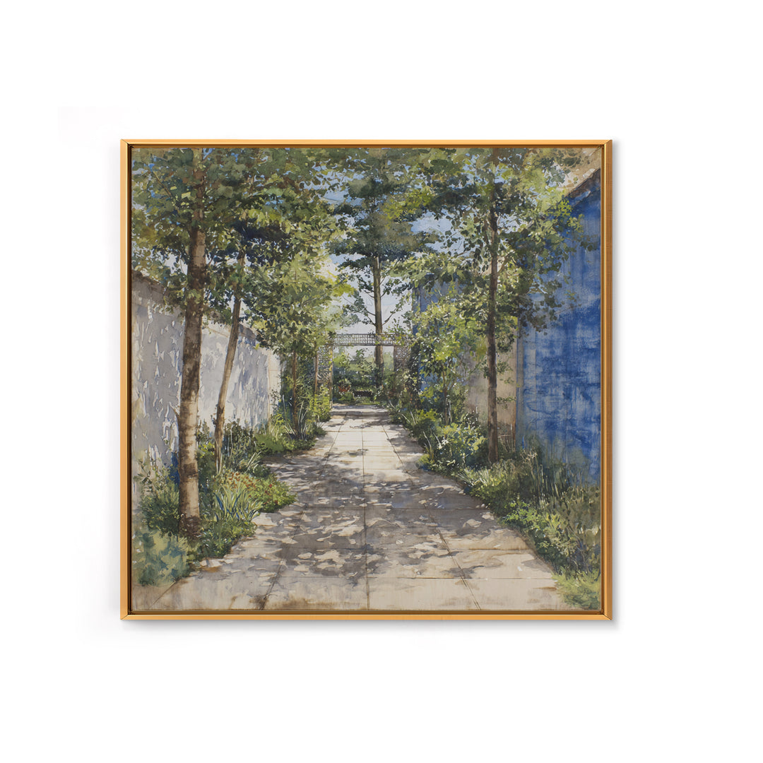 Garden Path Covered Framed Canvas Print, Impressionist Art, Fine Art Print, Living Room Decor, Watercolor Art, Impression, IMP-1x1-74