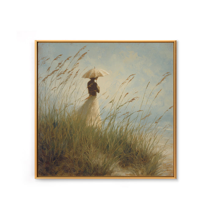 Woman with Parasol in Breezy Meadow Canvas Print, Impressionist Art, Statement Artwork, Living Room Decor, Fine Art, Impression, IMP-1x1-75
