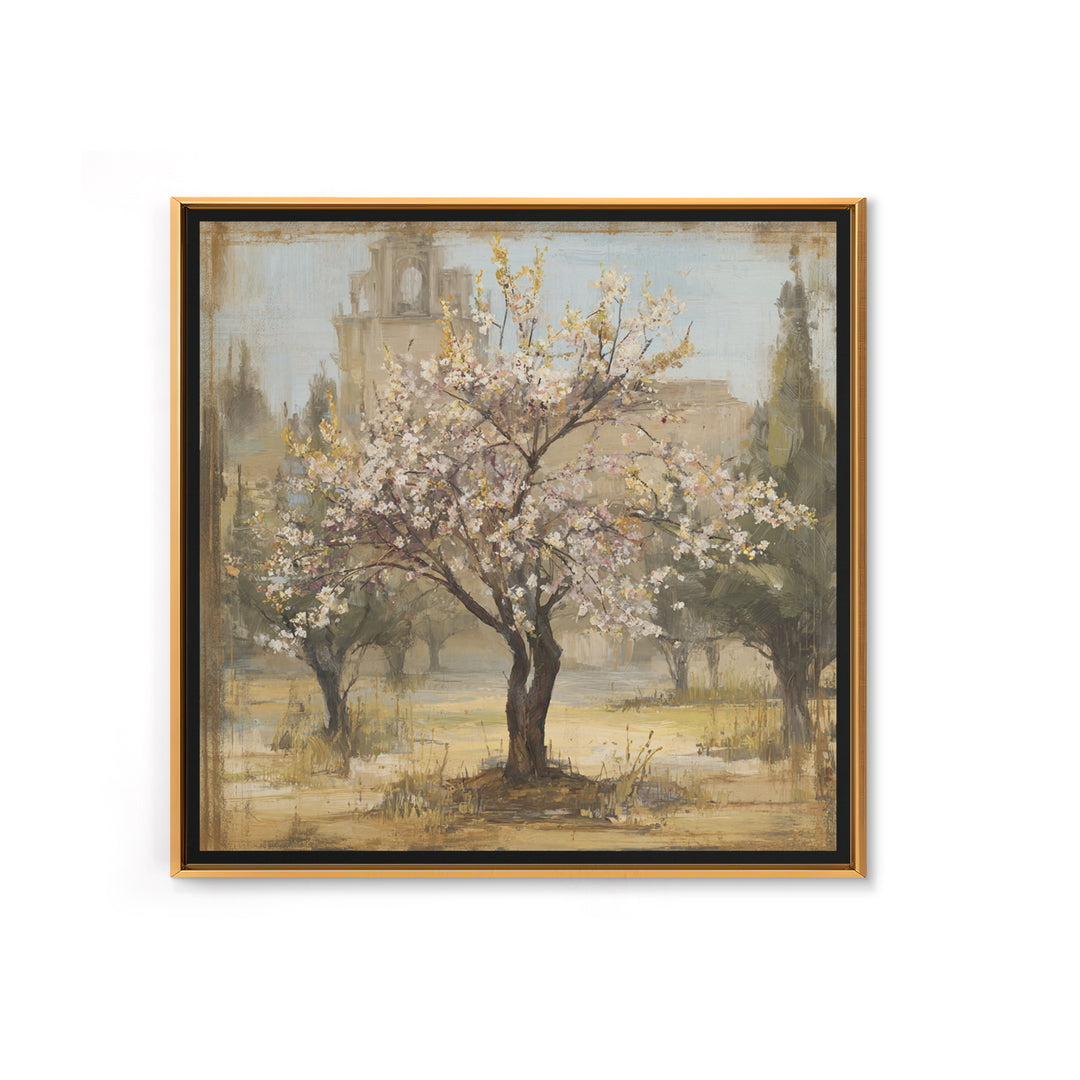 Spring Orchard with Blossoming Trees Framed Canvas Print, Impressionist Art, Statement Artwork, Living Room Decor, Impression, IMP-1x1-78