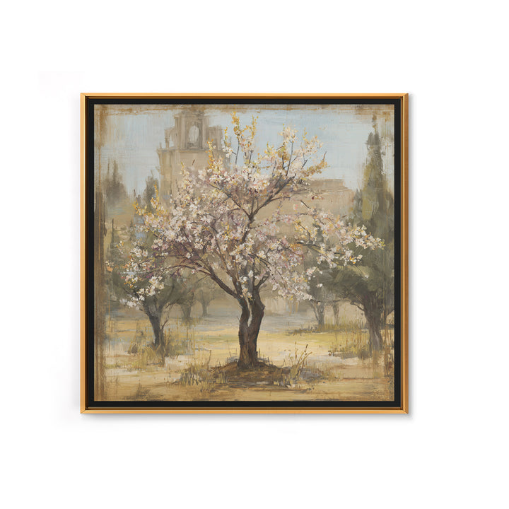 Spring Orchard with Blossoming Trees Framed Canvas Print, Impressionist Art, Statement Artwork, Living Room Decor, Impression, IMP-1x1-78