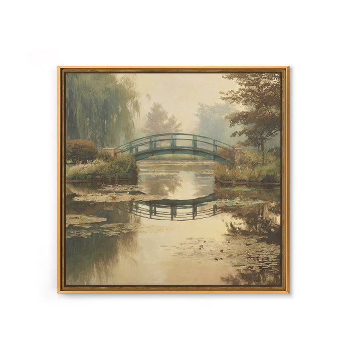 Water Garden Bridge Canvas Print, Impressionist Art, Neutral Decor, Living Room Decor, Oil Painting, Impression, Home Decor, IMP-1x1-90