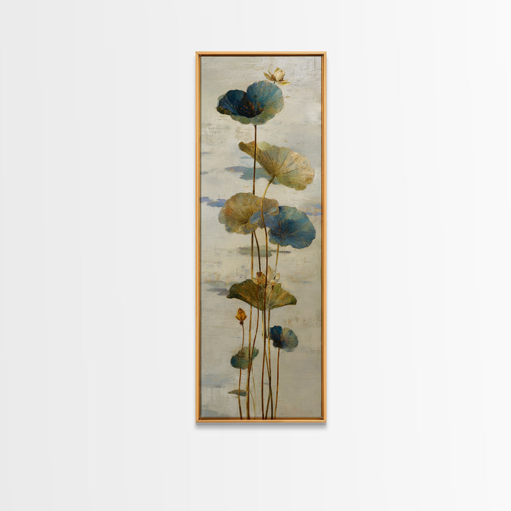 Water Lilies Floating on a Sunlit Pond Canvas Print, Impressionist Art, Minimalist Decor, Living Room Decor, Impression, IMP-1x3-13