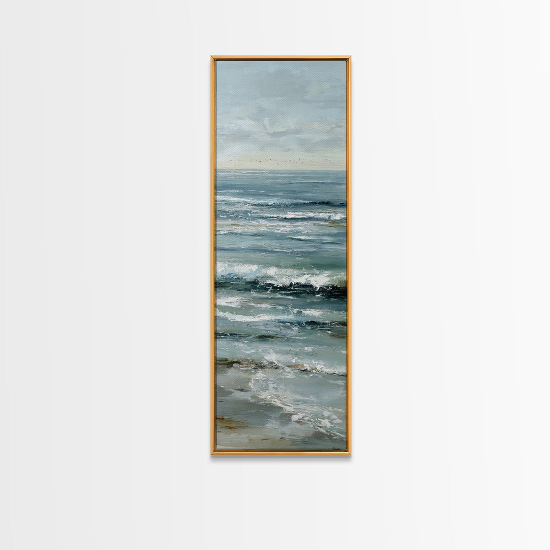 Coastal Beach Figures Framed Canvas Print, Impressionist Art, Wall Art Framed, Living Room Decor, Fine Art, Impression, IMP-1x3-31