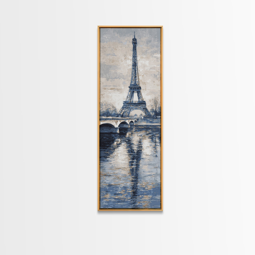 Paris Bridge Reflected Canvas Print, Impressionist Art, Living Room Wall Art, Living Room Decor, Fine Art, Impression, IMP-1x3-43