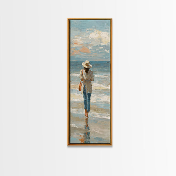 Coastal Beach Figures Canvas Print, Impressionist Art, Floral Wall Art, Living Room Decor, Fine Art, Impression, Fine Art Print, IMP-1x3-55