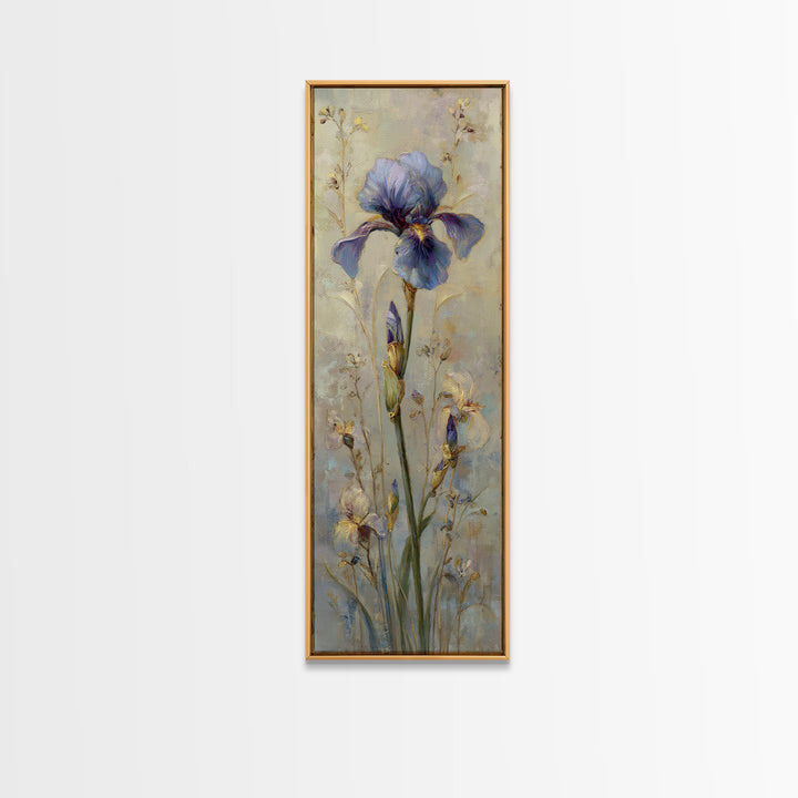 Iris Garden with Blue Violet Strokes Canvas Print, Impressionist Art, Modern Wall Art, Living Room Decor, Fine Art, Impression, IMP-1x3-56