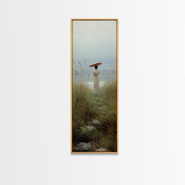 Woman with Parasol in Breezy Meadow Canvas Print, Impressionist Art, Living Room Art, Living Room Decor, Oil Painting, IMP-1x3-63