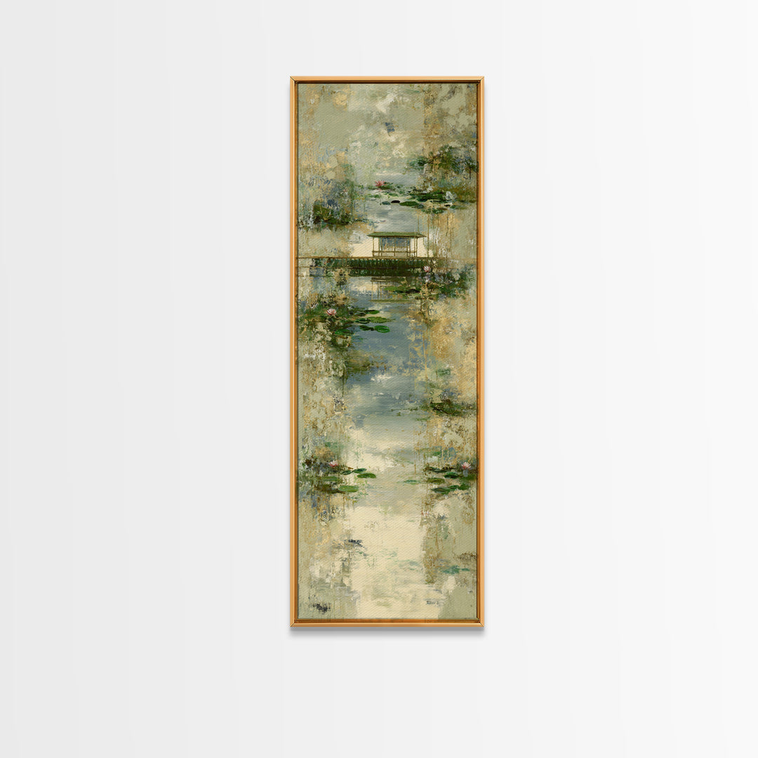 Water Garden Bridge Canvas Print, Impressionist Art, Statement Artwork, Living Room Decor, Fine Art, Impression, Art Print, IMP-1x3-78