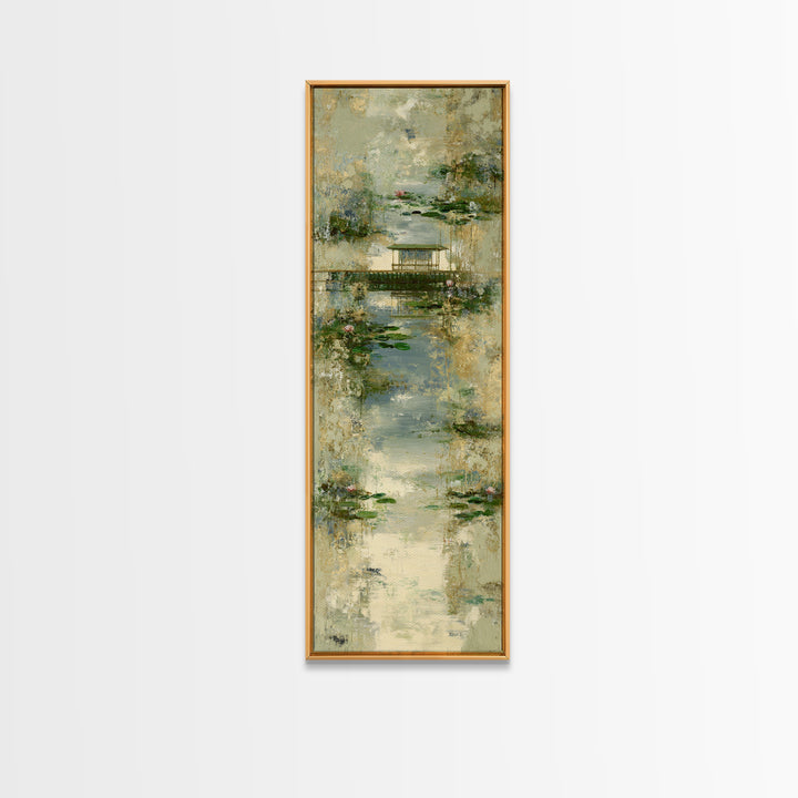 Water Garden Bridge Canvas Print, Impressionist Art, Statement Artwork, Living Room Decor, Fine Art, Impression, Art Print, IMP-1x3-78