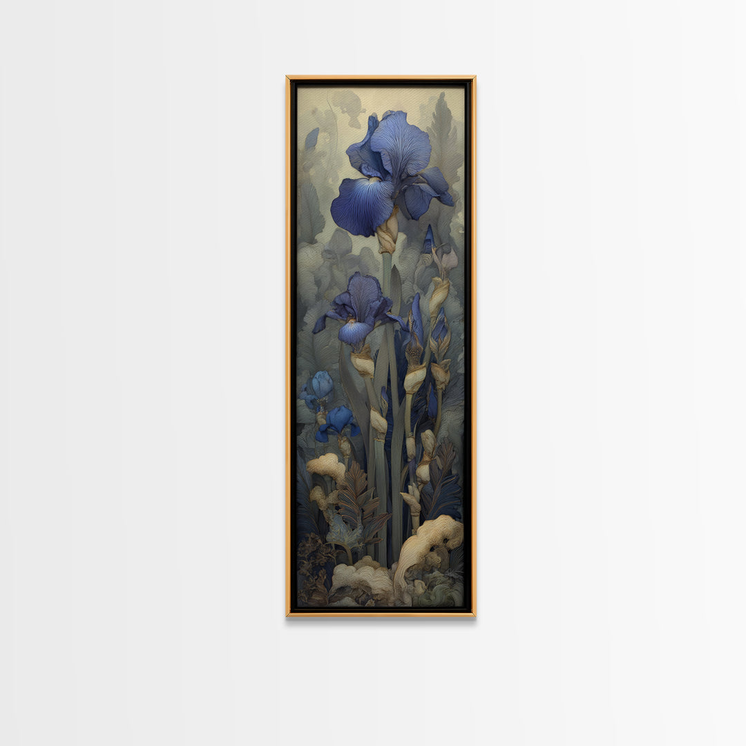 Iris Garden with Blue Violet Strokes Canvas Print, Impressionist Art, Contemporary Art, Living Room Decor, Impression, IMP-1x3-8