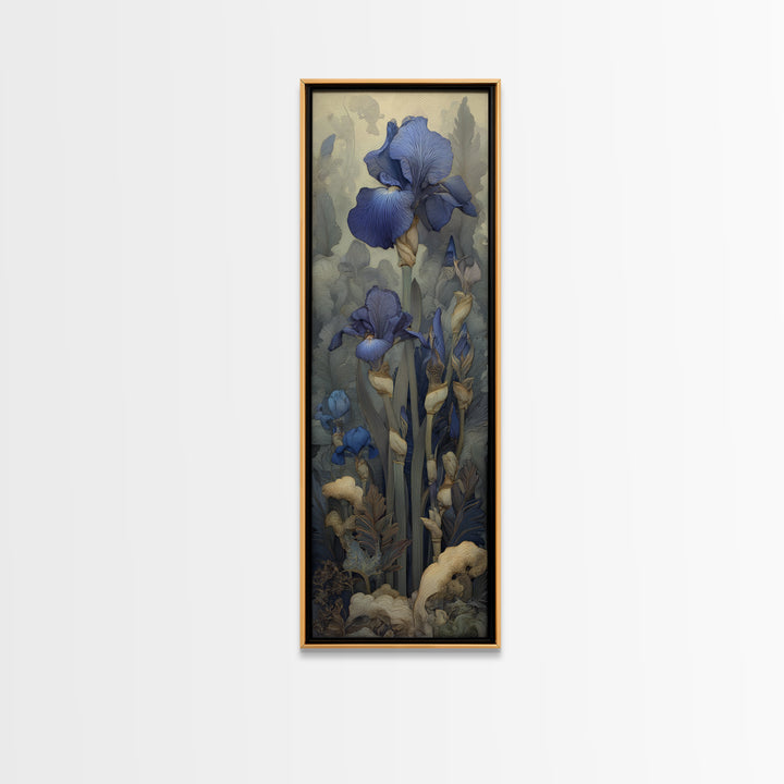 Iris Garden with Blue Violet Strokes Canvas Print, Impressionist Art, Contemporary Art, Living Room Decor, Impression, IMP-1x3-8