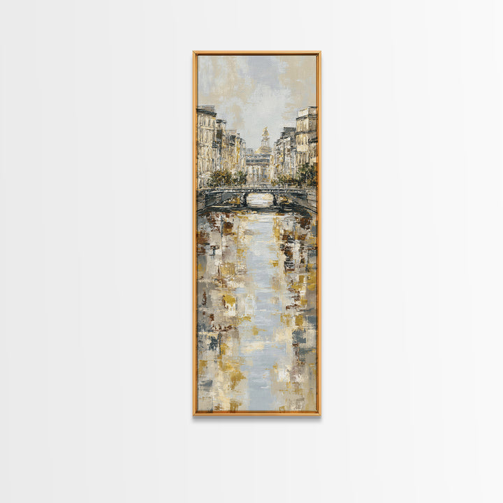 Paris Bridge Reflected Framed Canvas Print, Impressionist Art, Boho Decor, Living Room Decor, Oil Painting, Impression, IMP-1x3-91