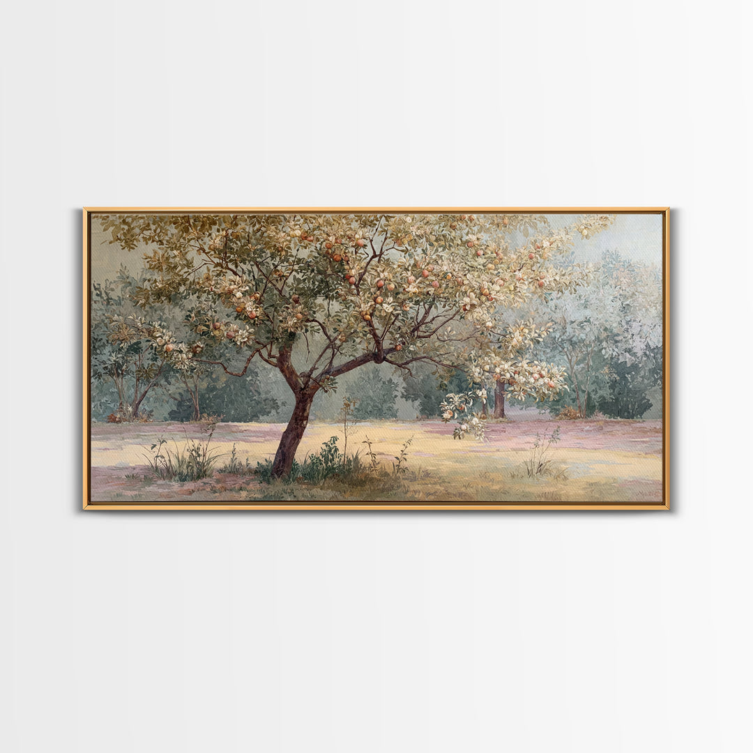 Apple Tree in Summer Orchard Framed Canvas Print, Impressionist Art, Printable Wall Art, Living Room Decor, Impression, IMP-2x1-13