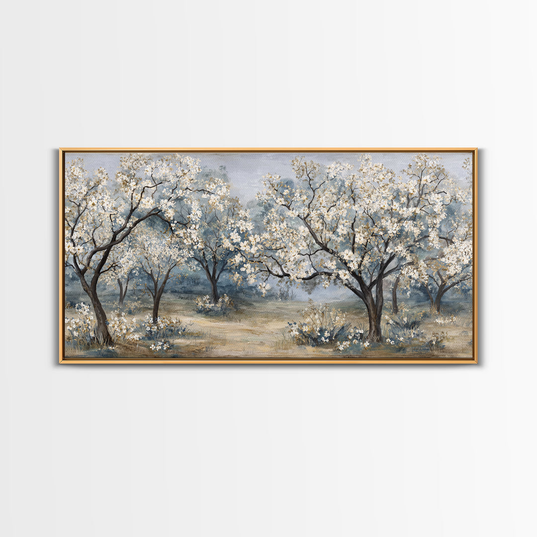 Spring Orchard with Blossoming Trees Canvas Print, Impressionist Art, Living Room Decor, Abstract Art, Impression, IMP-2x1-2