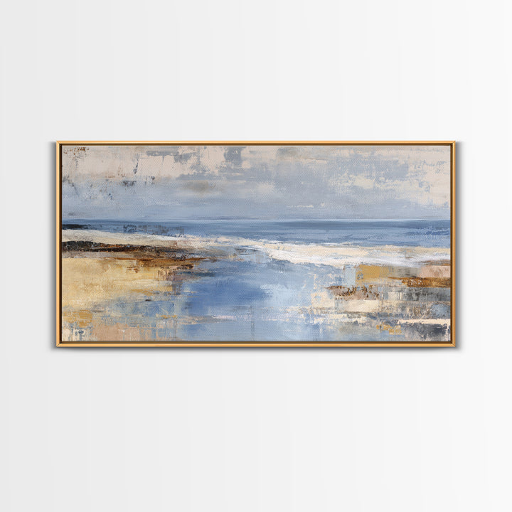 Soft Seaside Cliffs Framed Canvas Print, Impressionist Art, Large Wall Art, Living Room Decor, Impression, Abstract Painting, IMP-2x1-25