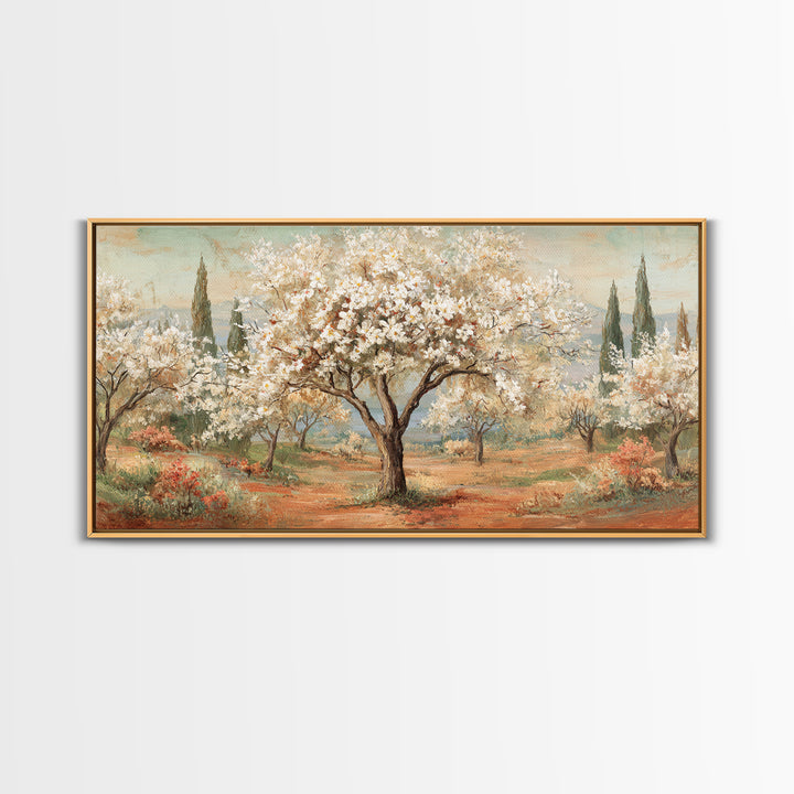 Spring Orchard with Blossoming Trees Canvas Print, Impressionist Art, Living Room Decor, Abstract Art, Impression, IMP-2x1-26