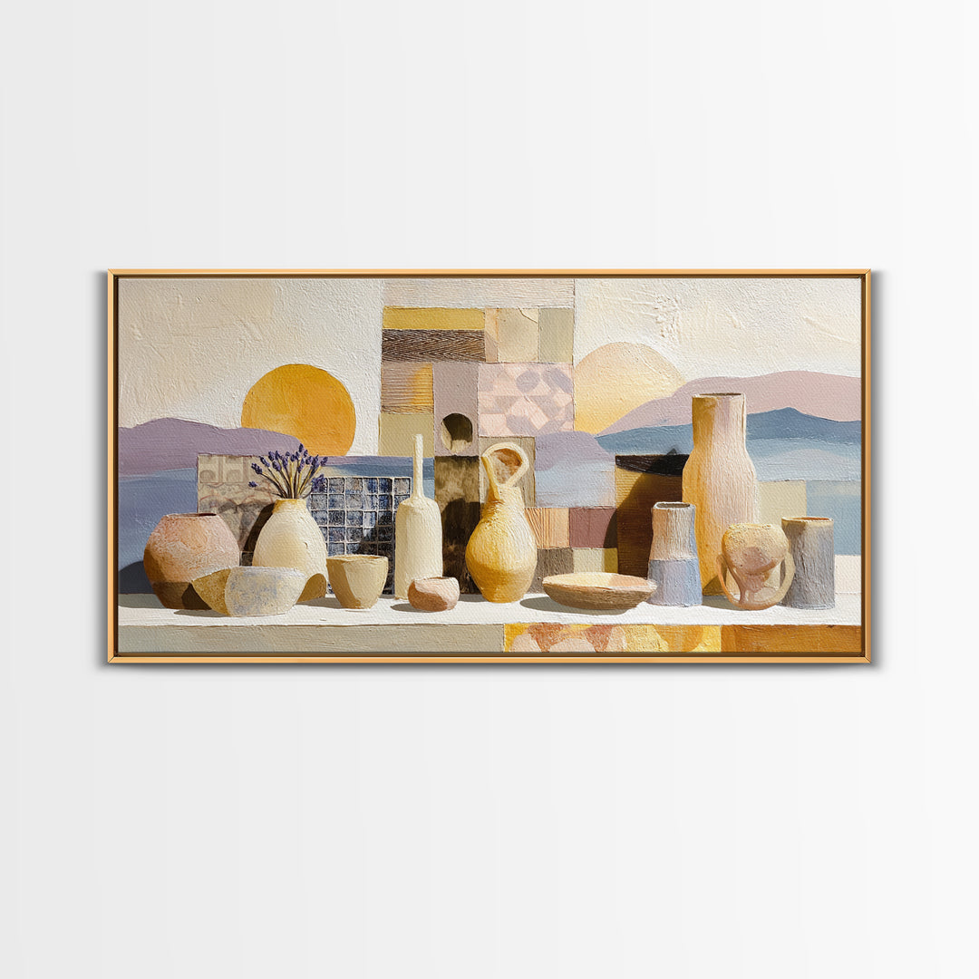 Sunset over Lavender Field Framed Canvas Print, Impressionist Art, Contemporary Art, Living Room Decor, Fine Art, Impression, IMP-2x1-34