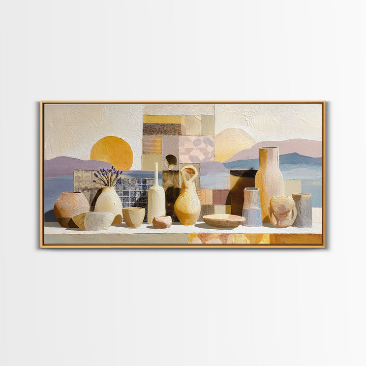 Sunset over Lavender Field Framed Canvas Print, Impressionist Art, Contemporary Art, Living Room Decor, Fine Art, Impression, IMP-2x1-34