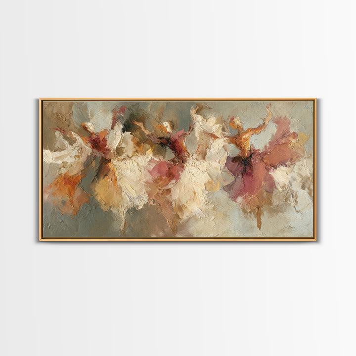 Dancers Suggested by Soft Moving Brushwork Framed Canvas Print, Impressionist Art, Wall Art, Living Room Decor, Oil Painting, IMP-2x1-35