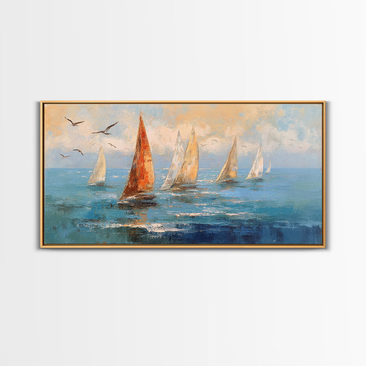 Coastal Beach Figures Canvas Print, Impressionist Art, Oil Painting, Living Room Decor, Fine Art, Impression, Coastal Wall Art, IMP-2x1-39