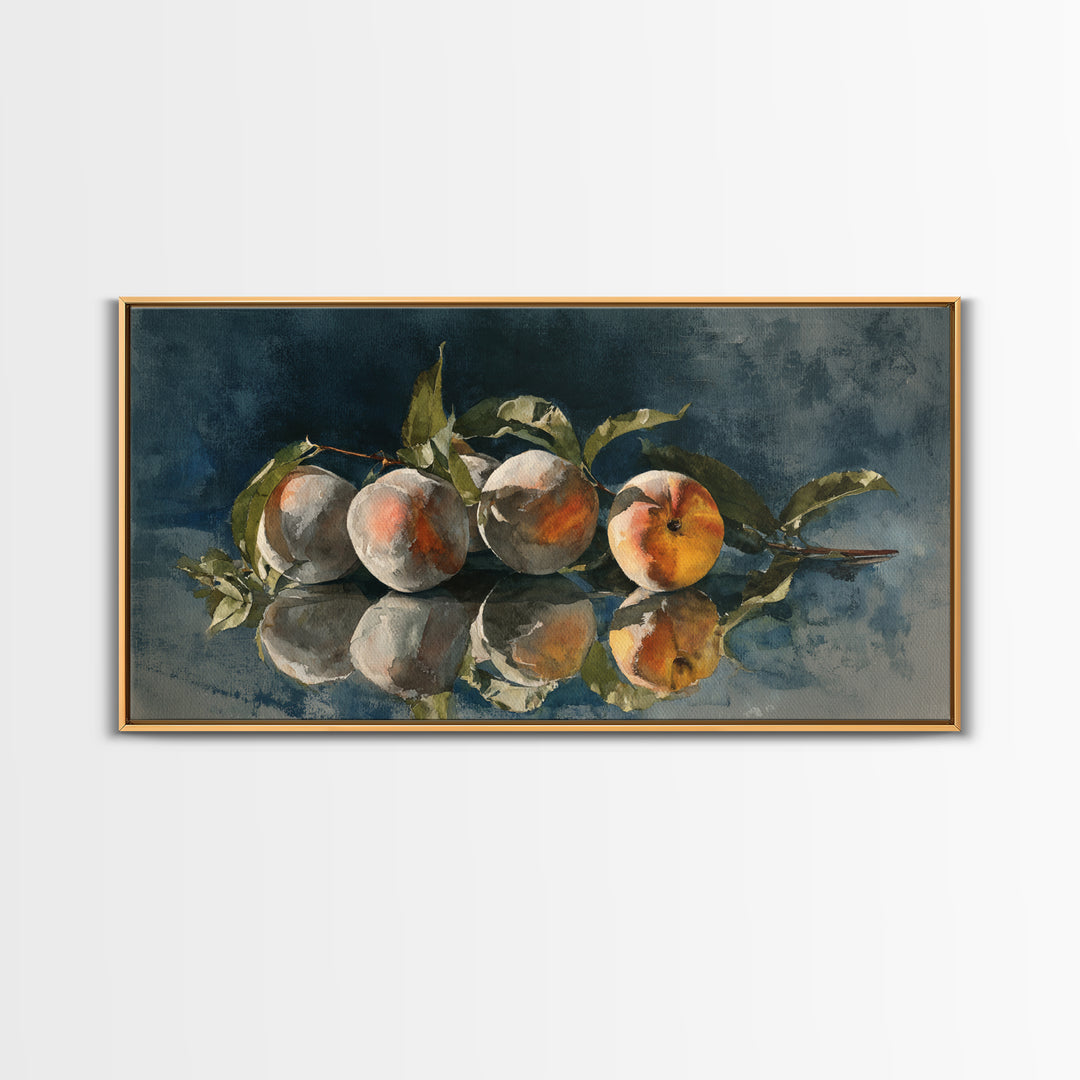 Still Life of Peaches Framed Canvas Print, Impressionist Art, Gallery Decor, Living Room Decor, Fine Art, Impression, IMP-2x1-67